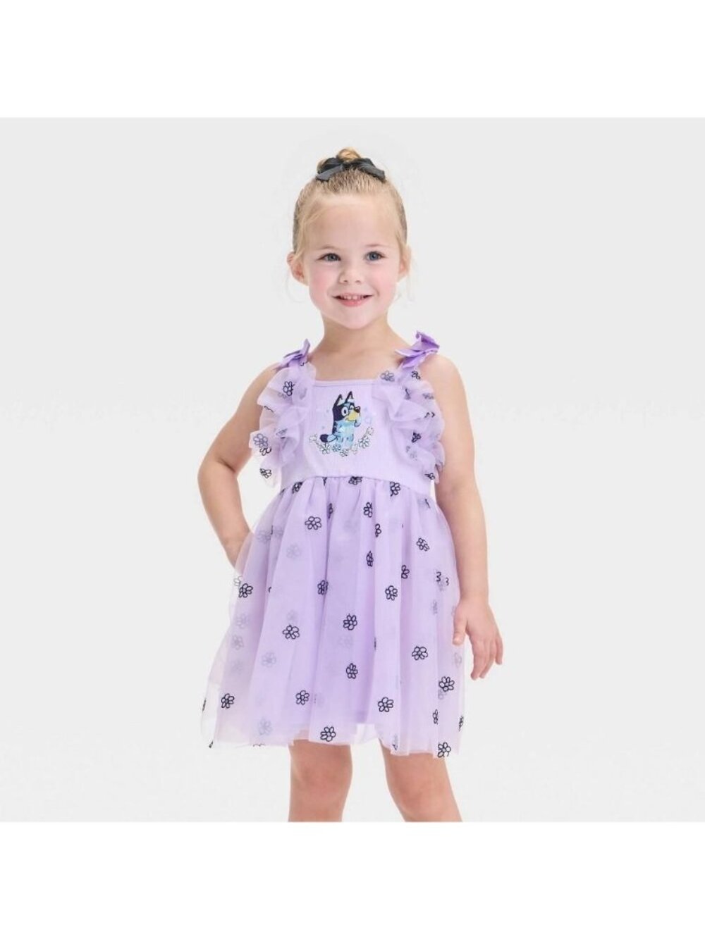 Toddler Girls' Audrey Camille Bluey Flower Embroidery Tulle Dress - Purple 5T
